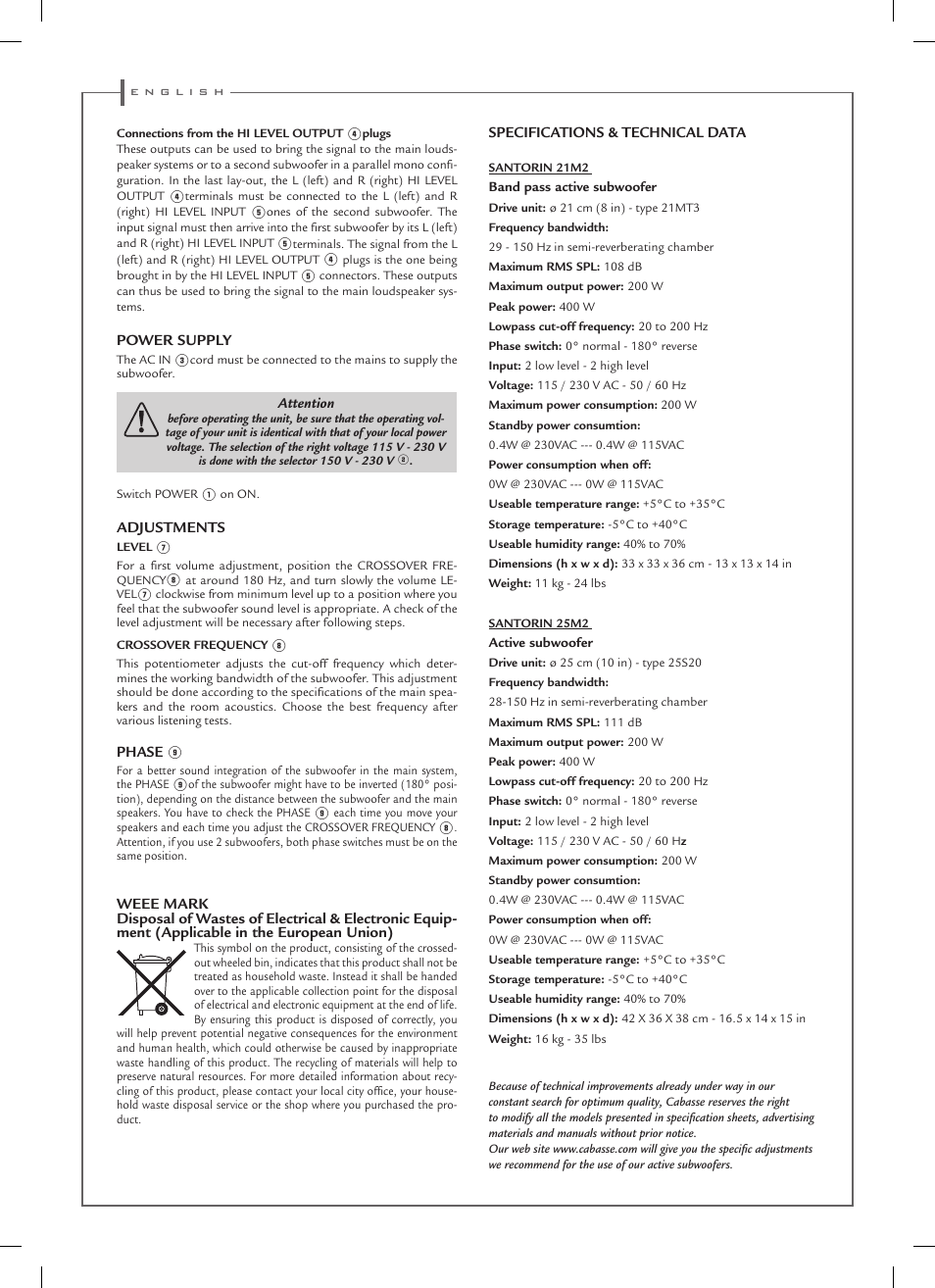 Cabasse SANTORIN 21 M2 User Manual | Page 8 / 16