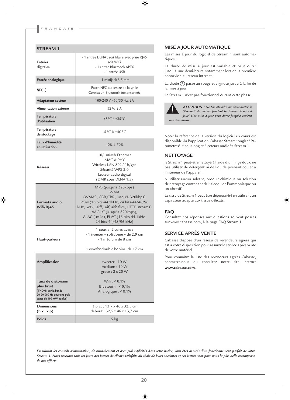 Cabasse STREAM 1 User Manual | Page 20 / 48