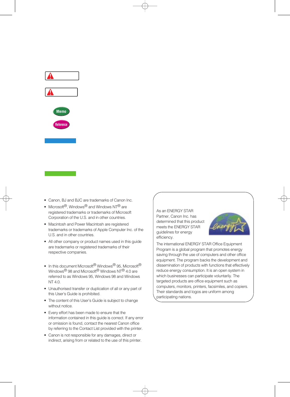 Trademarks, About this document, International energy star | Program, Conventions | Canon BJC-8200 User Manual | Page 3 / 85