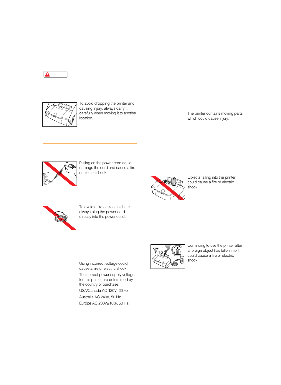 Power supply, Working around the printer | Canon BJC-8200 User Manual | Page 6 / 85