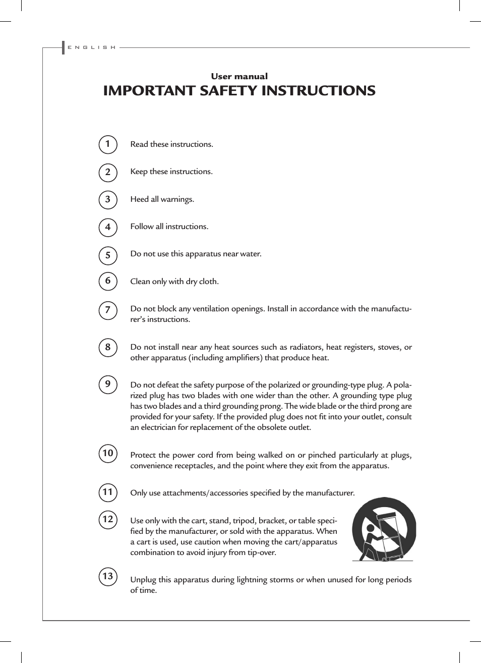 Important safety instructions | Cabasse EOLE 3 User Manual | Page 20 / 24