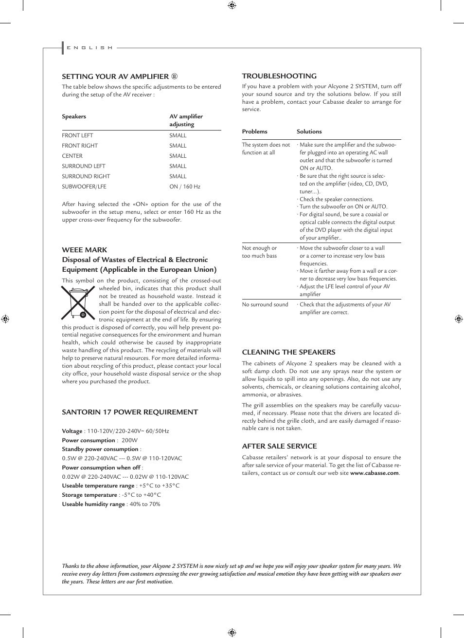 Cabasse ALCYONE 2 User Manual | Page 12 / 20