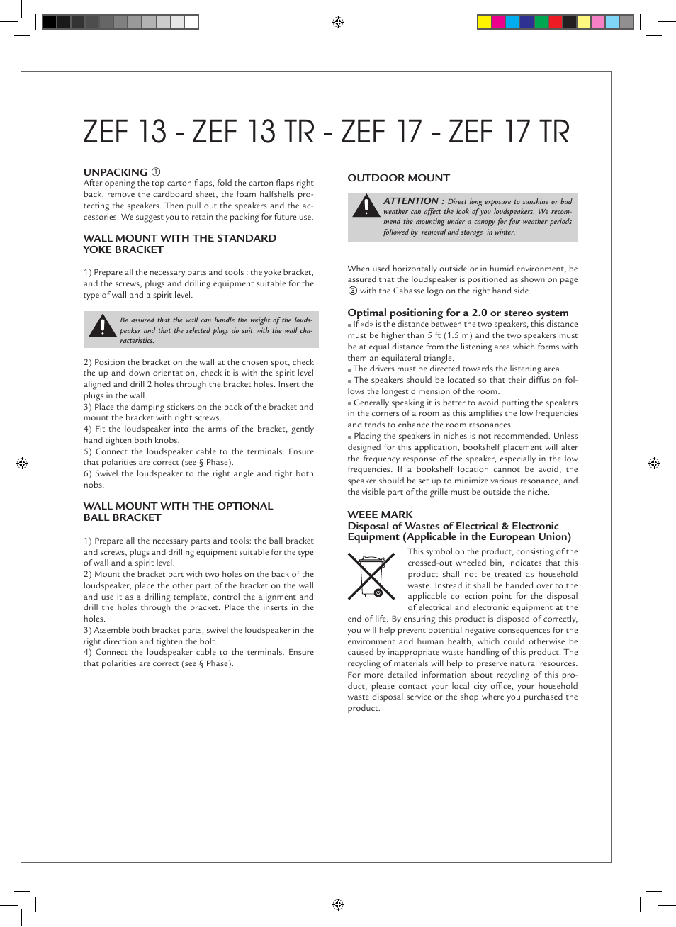 Cabasse ZEF 13 - ZEF 13 TR User Manual | Page 9 / 16