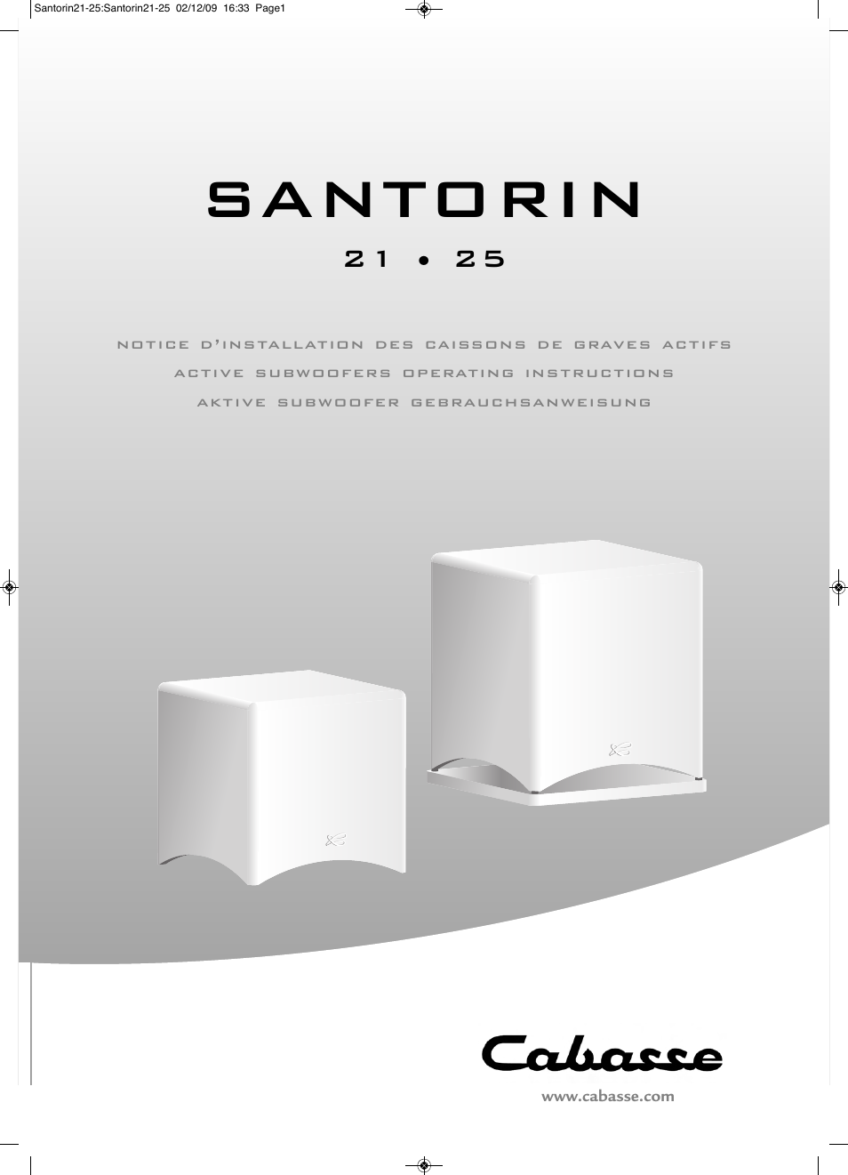 Cabasse SANTORIN 21 User Manual | 14 pages