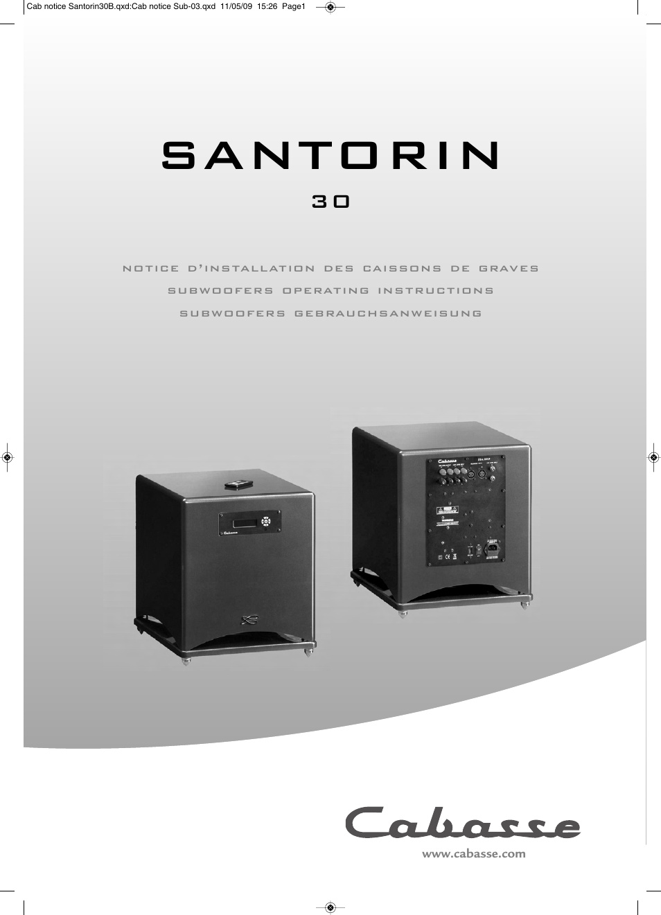 Cabasse SANTORIN 30 User Manual | 20 pages