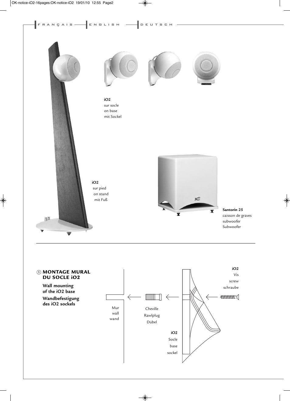 Montage mural du socle io2 | Cabasse iO2 User Manual | Page 2 / 16