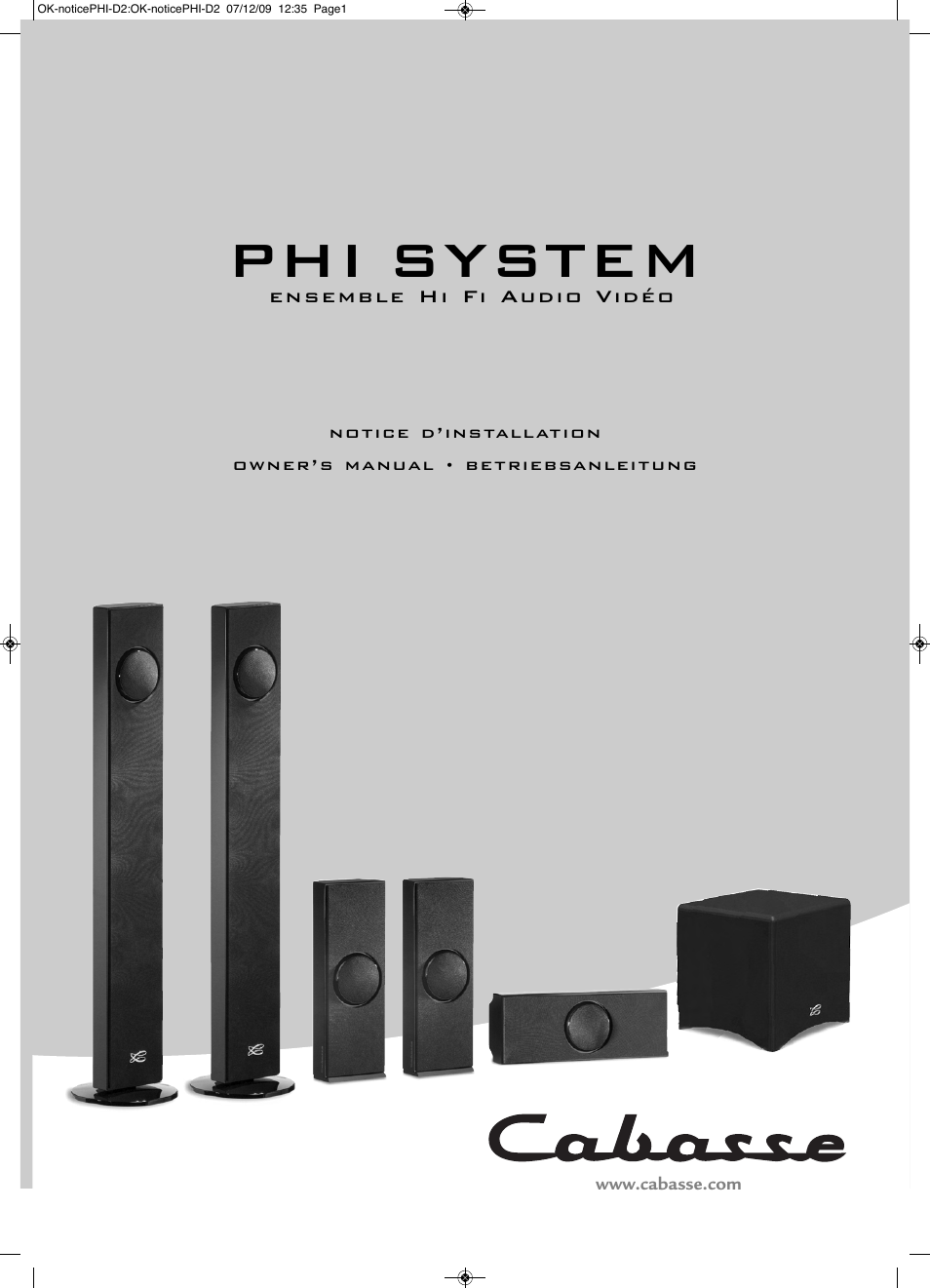 Cabasse PHI SYSTEM User Manual | 16 pages