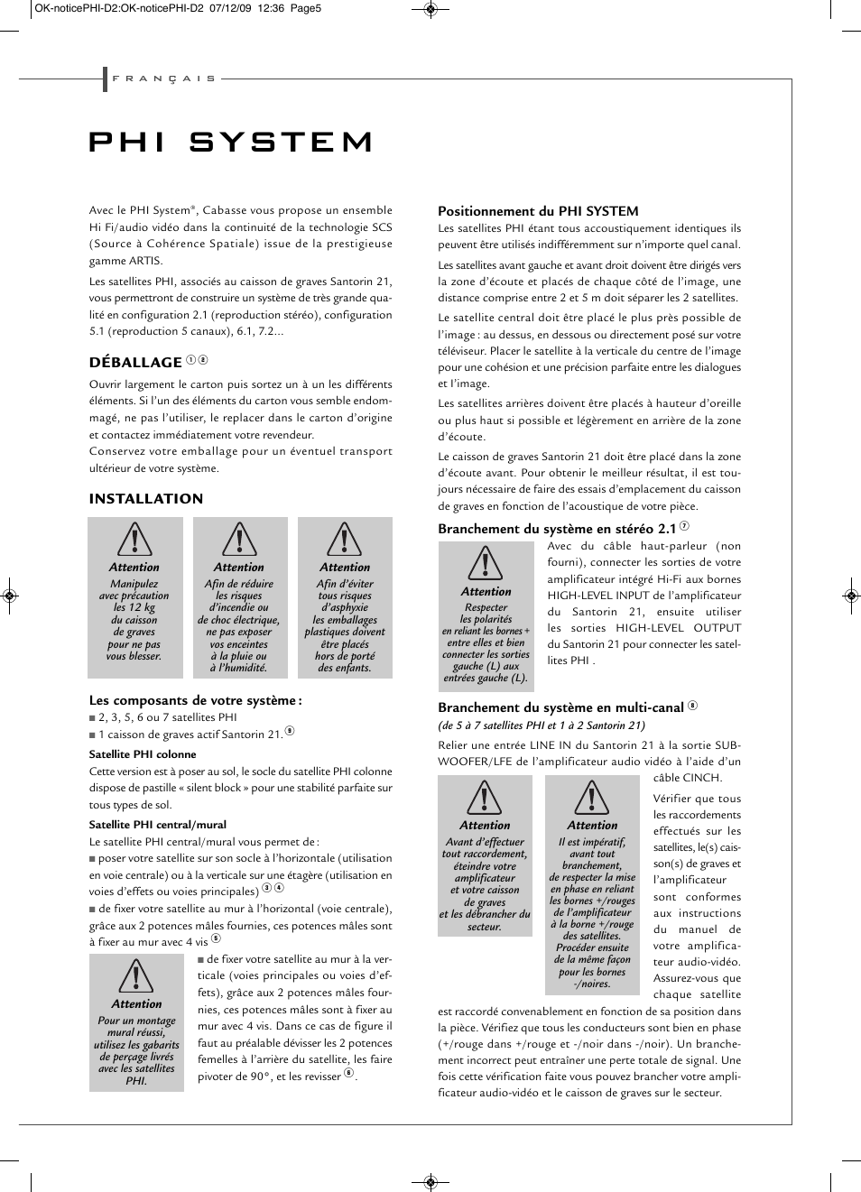 Phi system, Déball age, Install ation | Cabasse PHI SYSTEM User Manual | Page 5 / 16