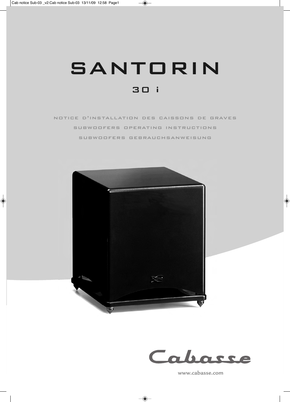 Cabasse SANTORIN 30 i User Manual | 12 pages