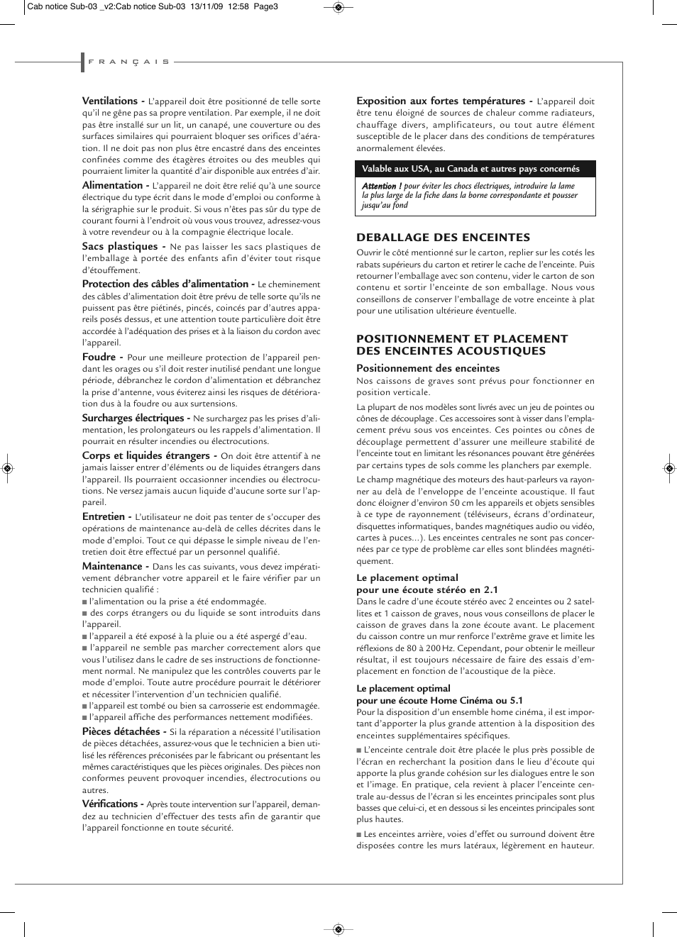 Deball age des enceintes | Cabasse SANTORIN 30 i User Manual | Page 3 / 12