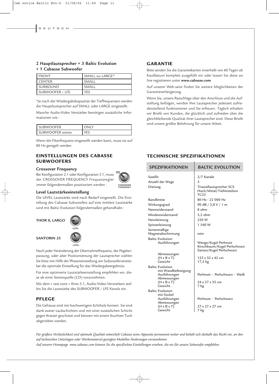 Cabasse Baltic Evolution User Manual | Page 11 / 12