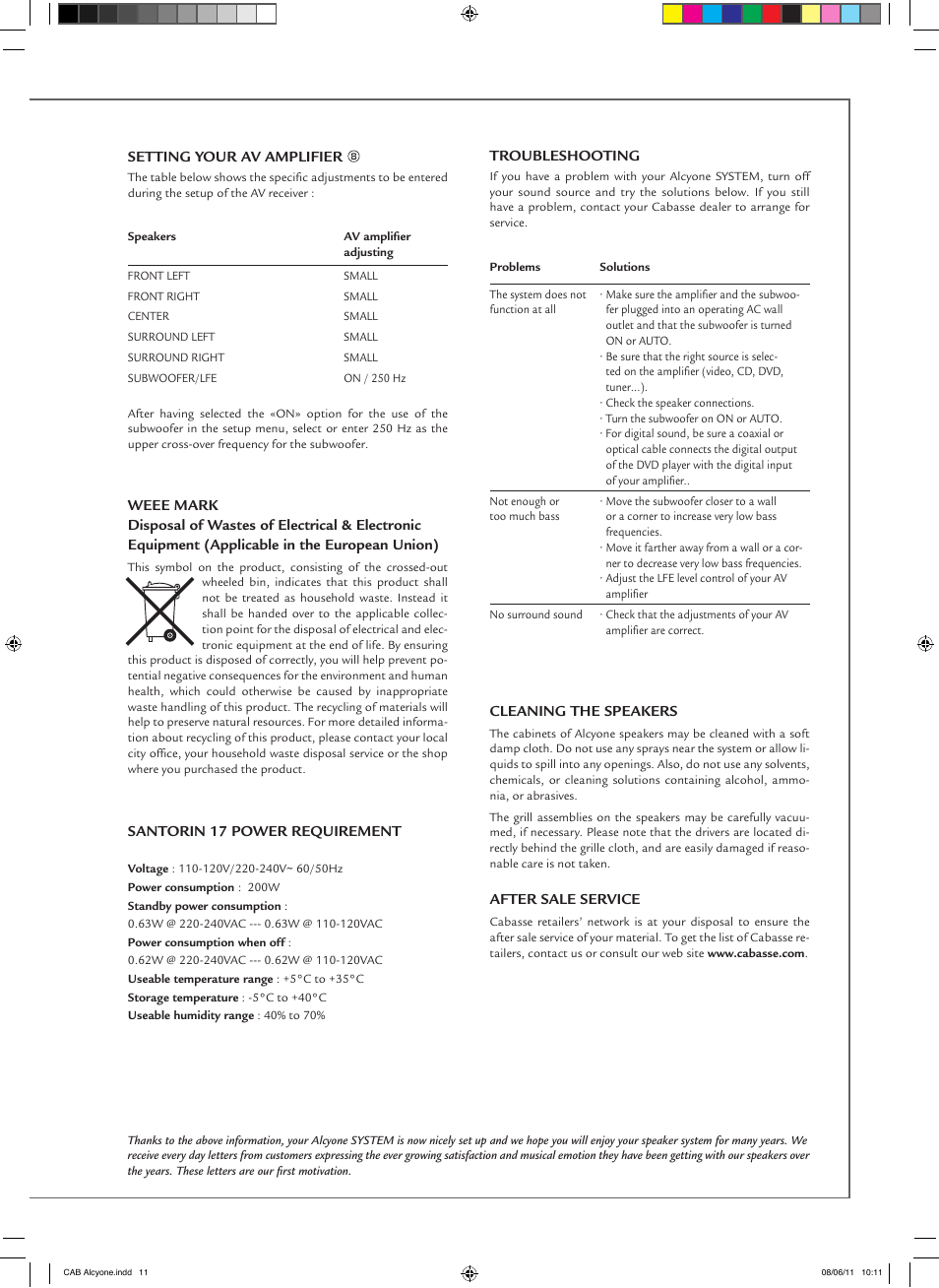 Cabasse ALCYONE User Manual | Page 11 / 20