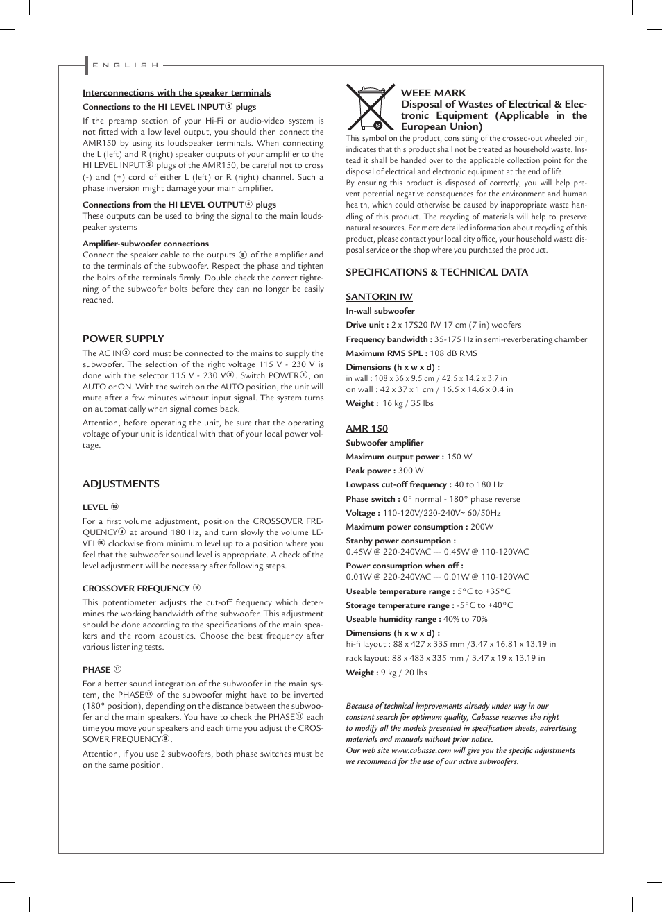 Cabasse SANTORIN IW User Manual | Page 12 / 16
