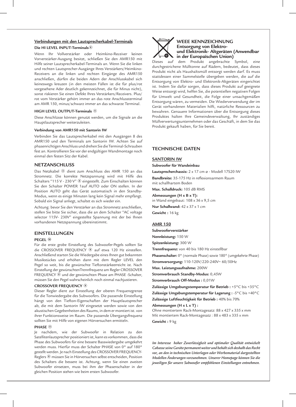 Cabasse SANTORIN IW User Manual | Page 15 / 16
