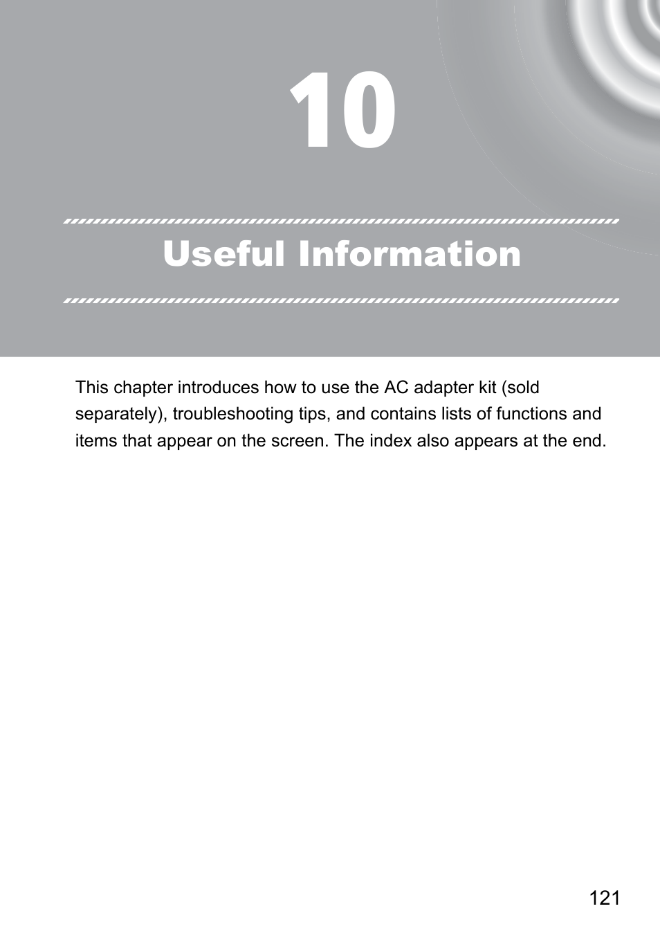 10 useful information | Canon IXUS 105 User Manual | Page 121 / 142
