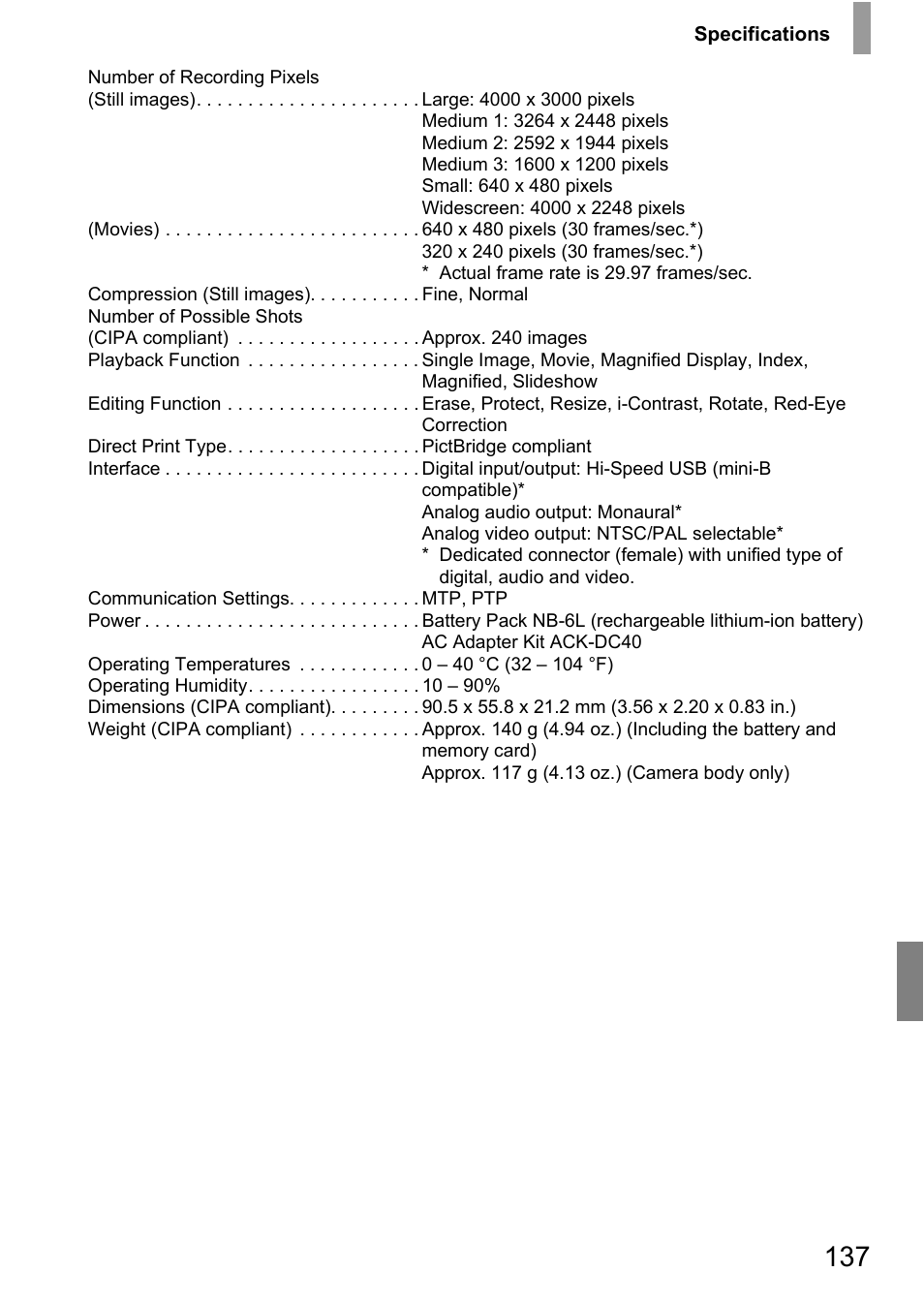 Canon IXUS 105 User Manual | Page 137 / 142