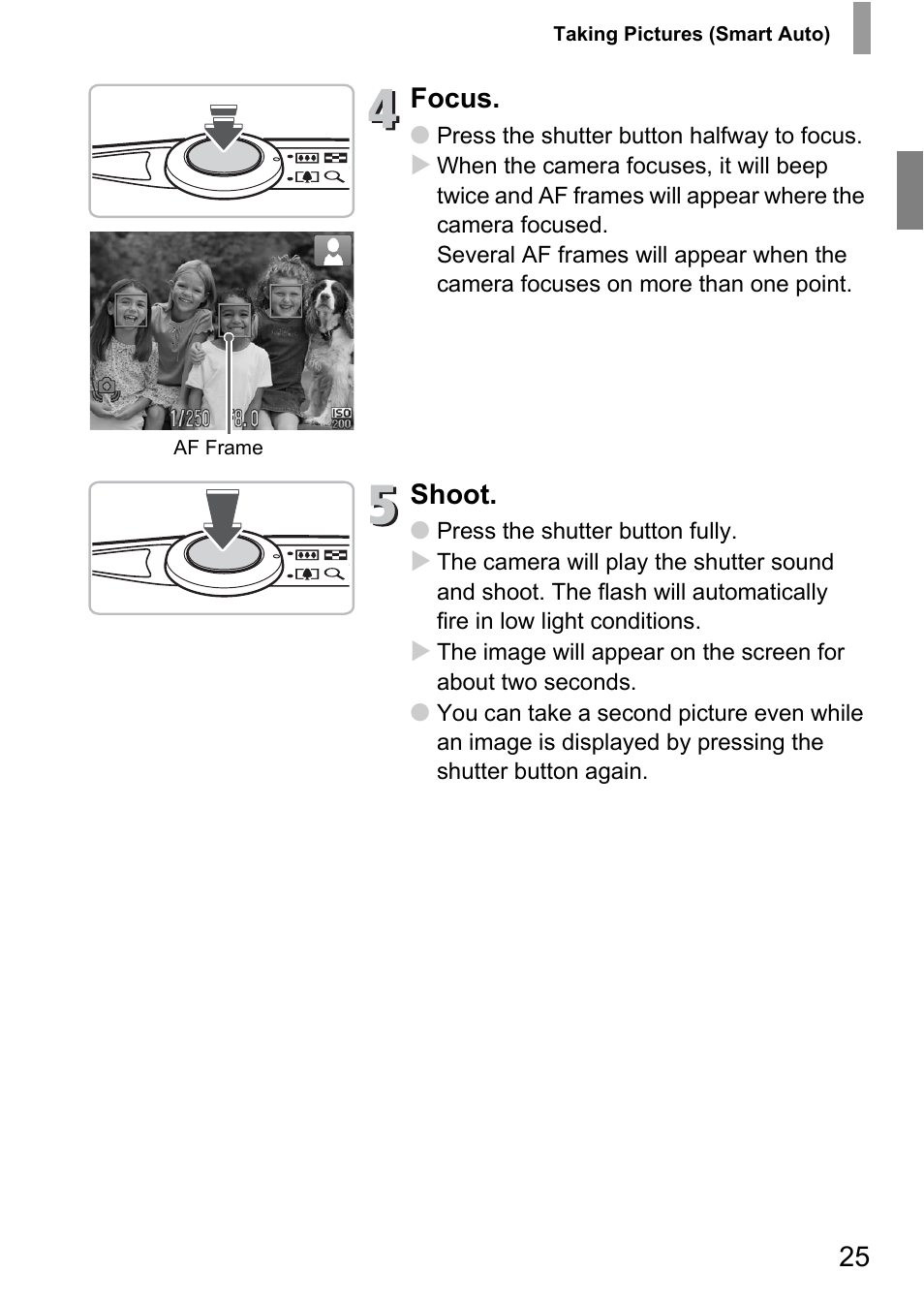 Focus, Shoot | Canon IXUS 105 User Manual | Page 25 / 142