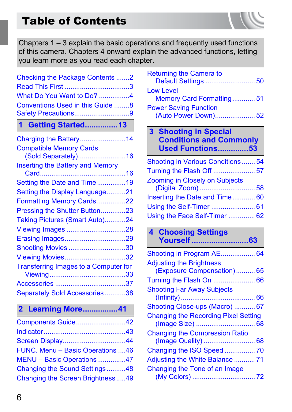 Canon IXUS 105 User Manual | Page 6 / 142