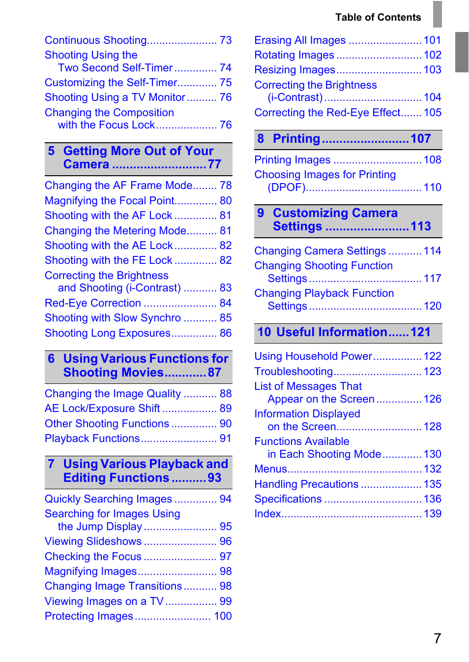 Canon IXUS 105 User Manual | Page 7 / 142