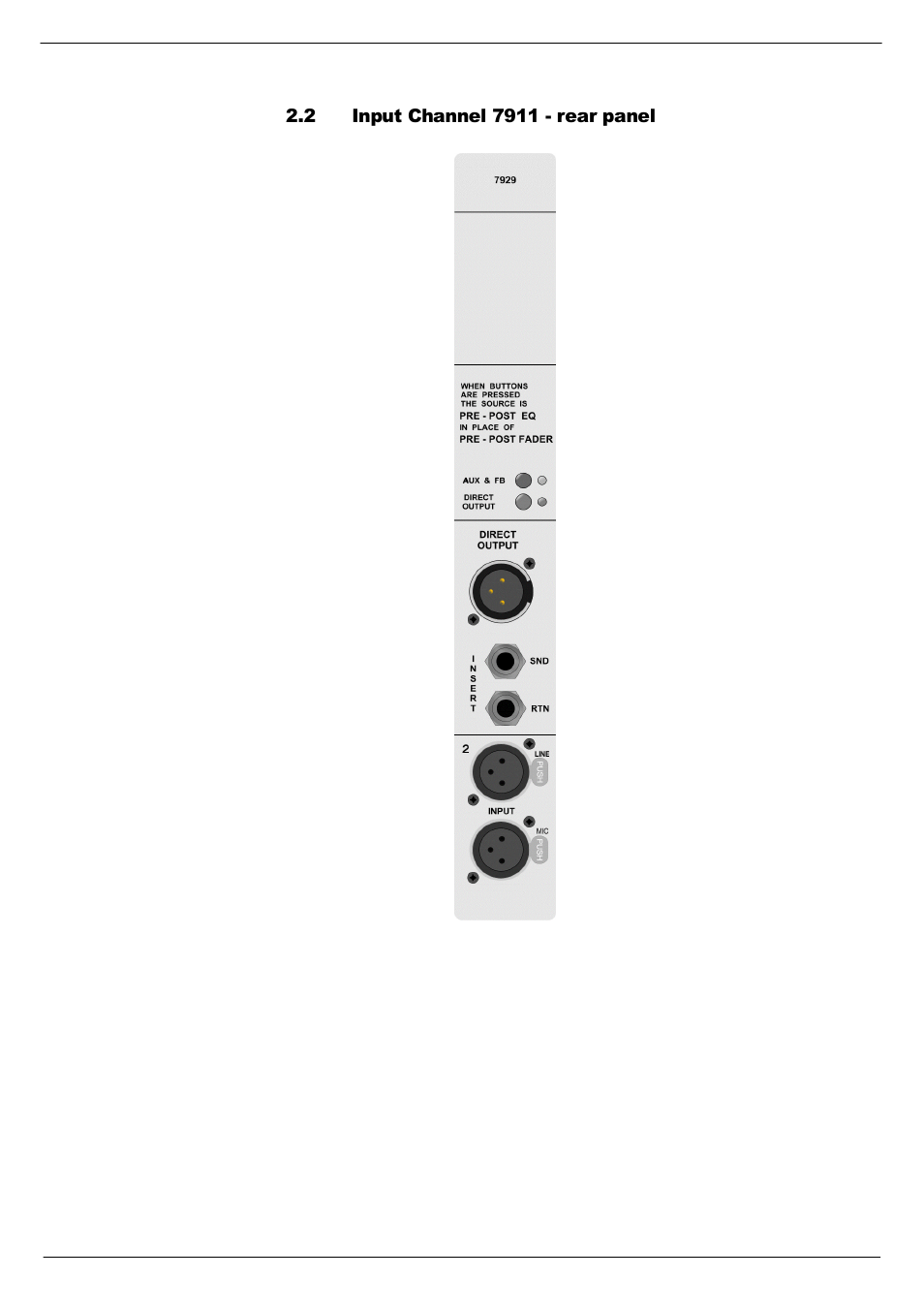 2 input channel 7911 - rear panel, Input channel 7911 - rear panel -9 | Cadac C-Type User Manual | Page 23 / 66