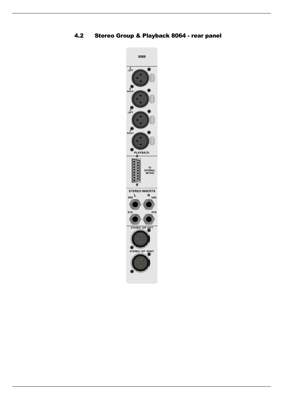 2 stereo group & playback 8064 - rear panel, Stereo group & playback 8064 - rear panel -6 | Cadac C-Type User Manual | Page 36 / 66