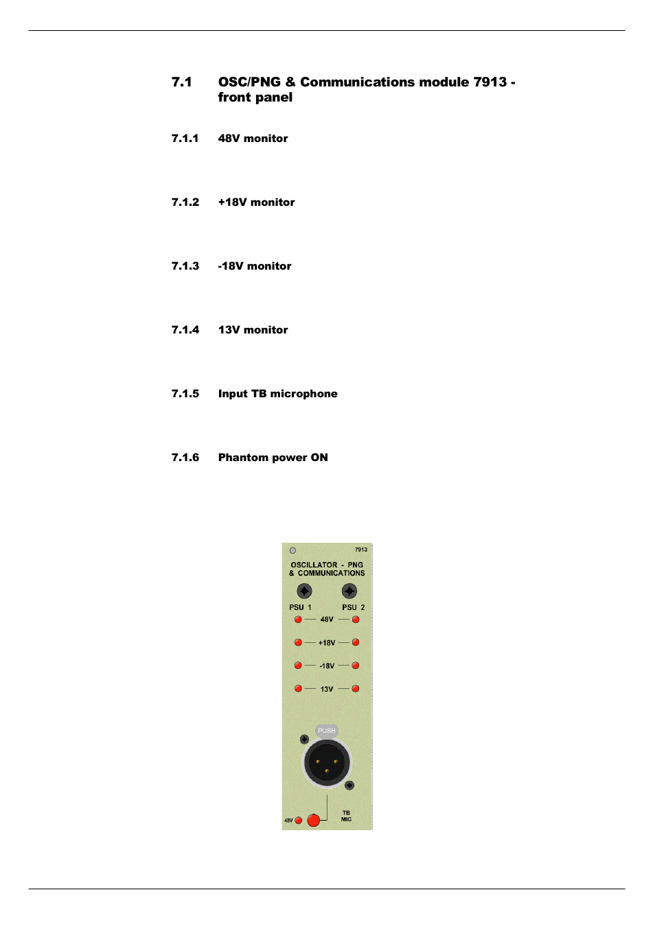 1 48v monitor, 2 +18v monitor, 3 -18v monitor | 4 13v monitor, 5 input tb microphone, 6 phantom power on | Cadac C-Type User Manual | Page 52 / 66