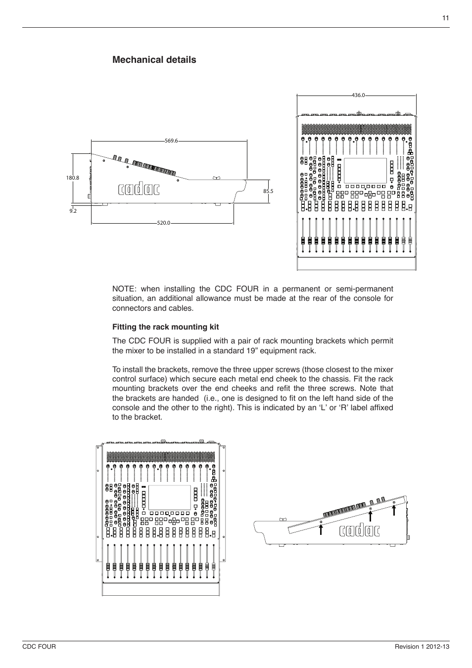 Mechanical details | Cadac CDC four User Manual | Page 11 / 83