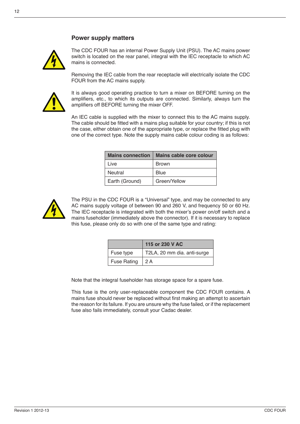 Power supply matters | Cadac CDC four User Manual | Page 12 / 83