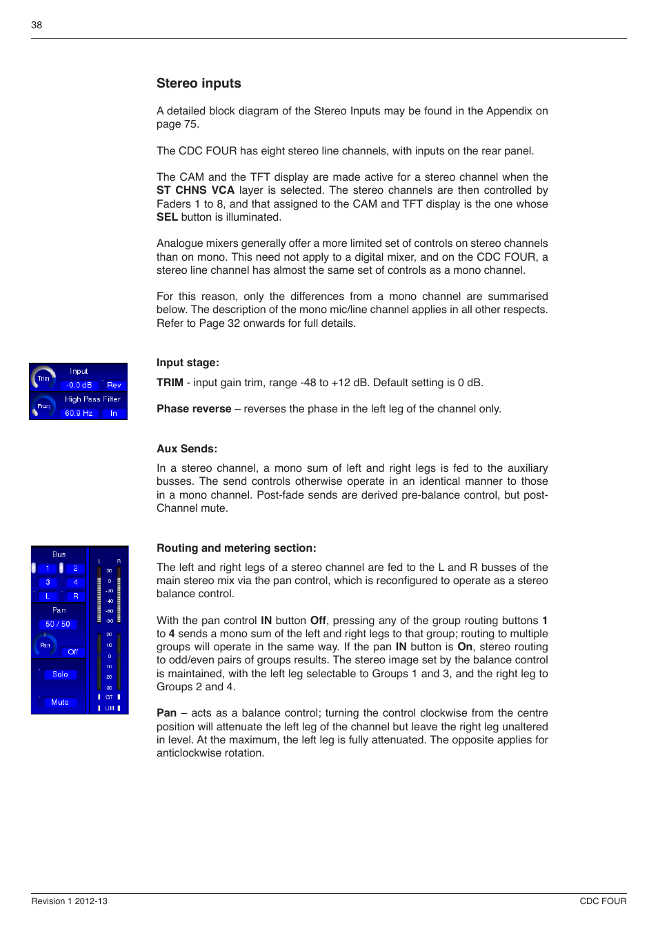 Stereo inputs | Cadac CDC four User Manual | Page 38 / 83