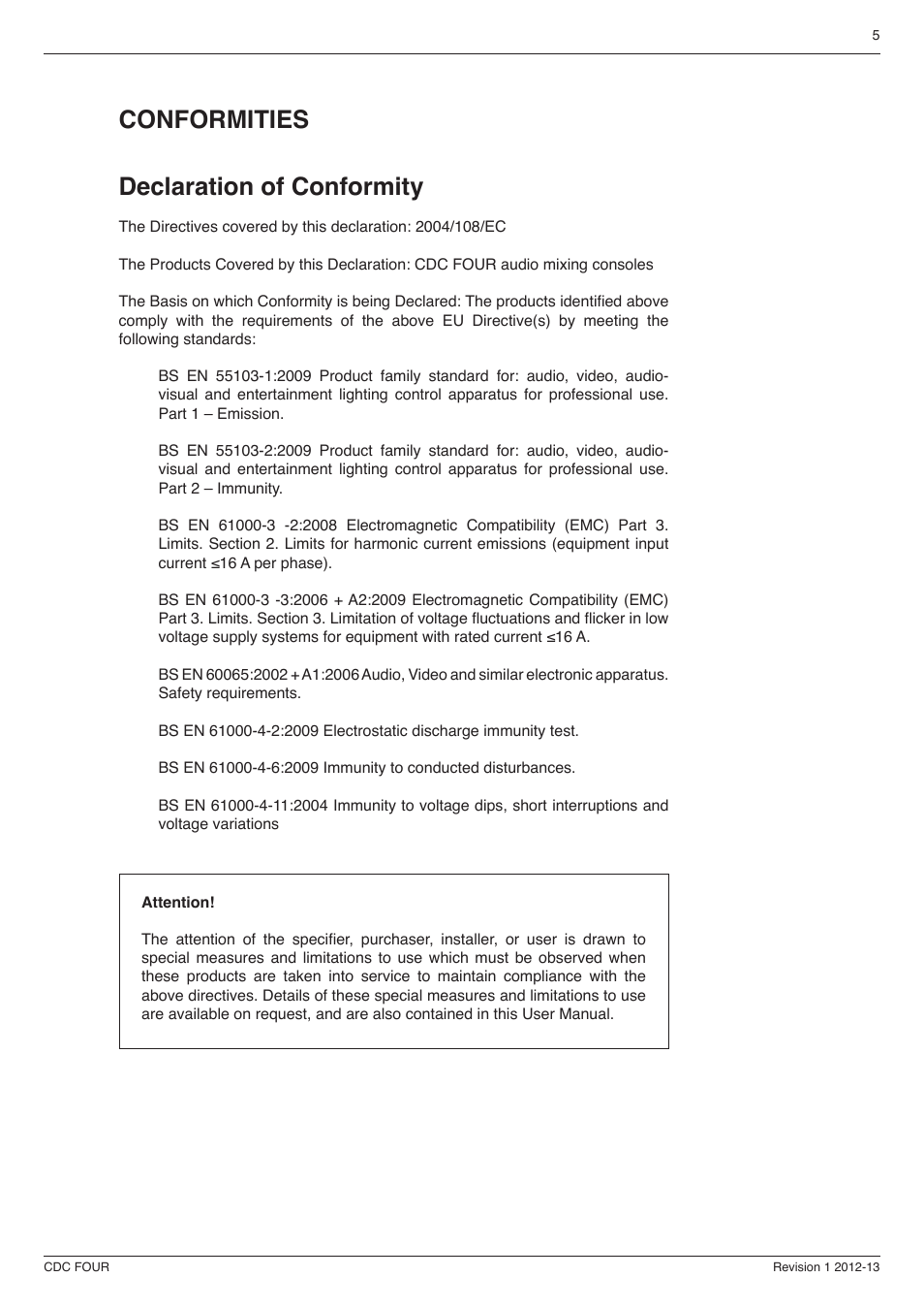 Conformities declaration of conformity | Cadac CDC four User Manual | Page 5 / 83