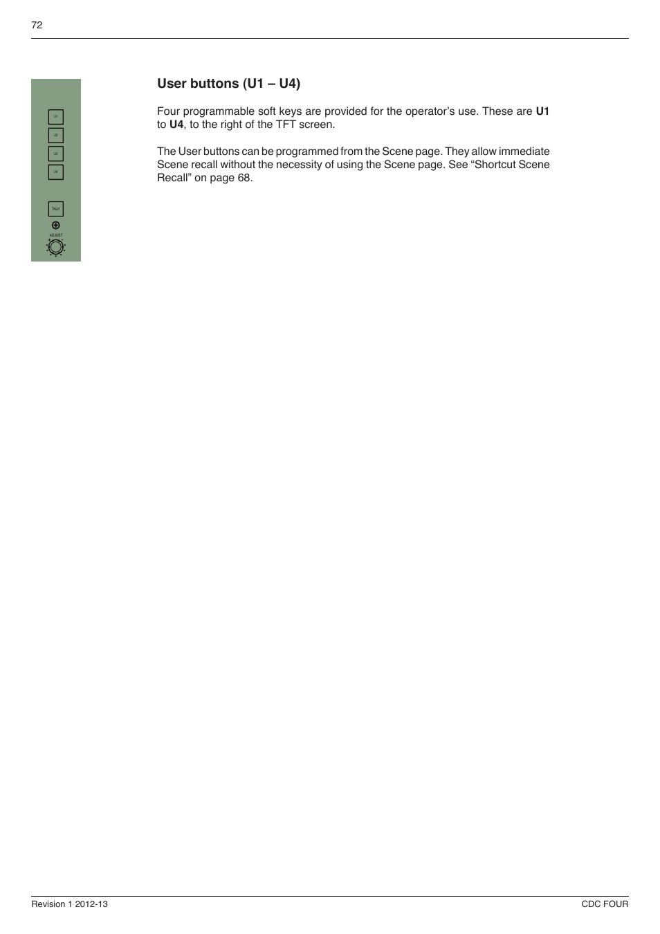 User buttons (u1 – u4) | Cadac CDC four User Manual | Page 72 / 83