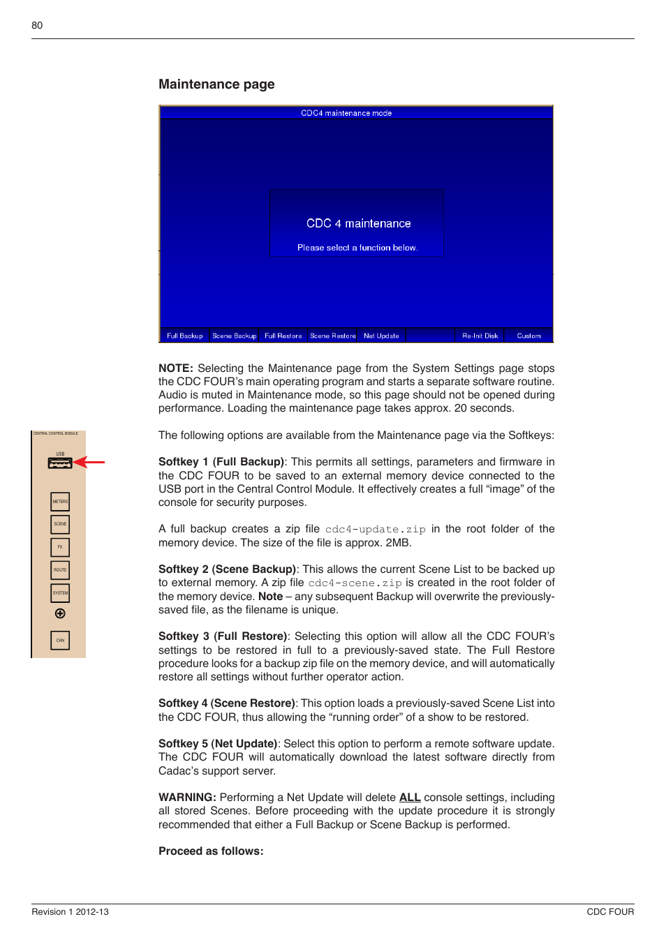 Maintenance page | Cadac CDC four User Manual | Page 80 / 83