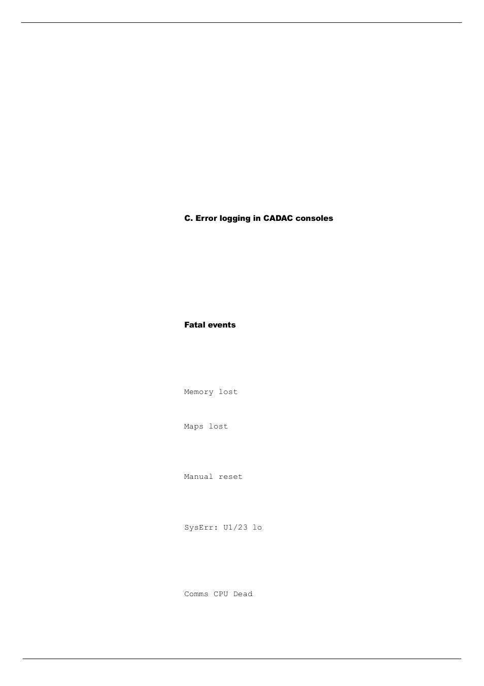 C. error logging in cadac consoles | Cadac F-Type User Manual | Page 101 / 108
