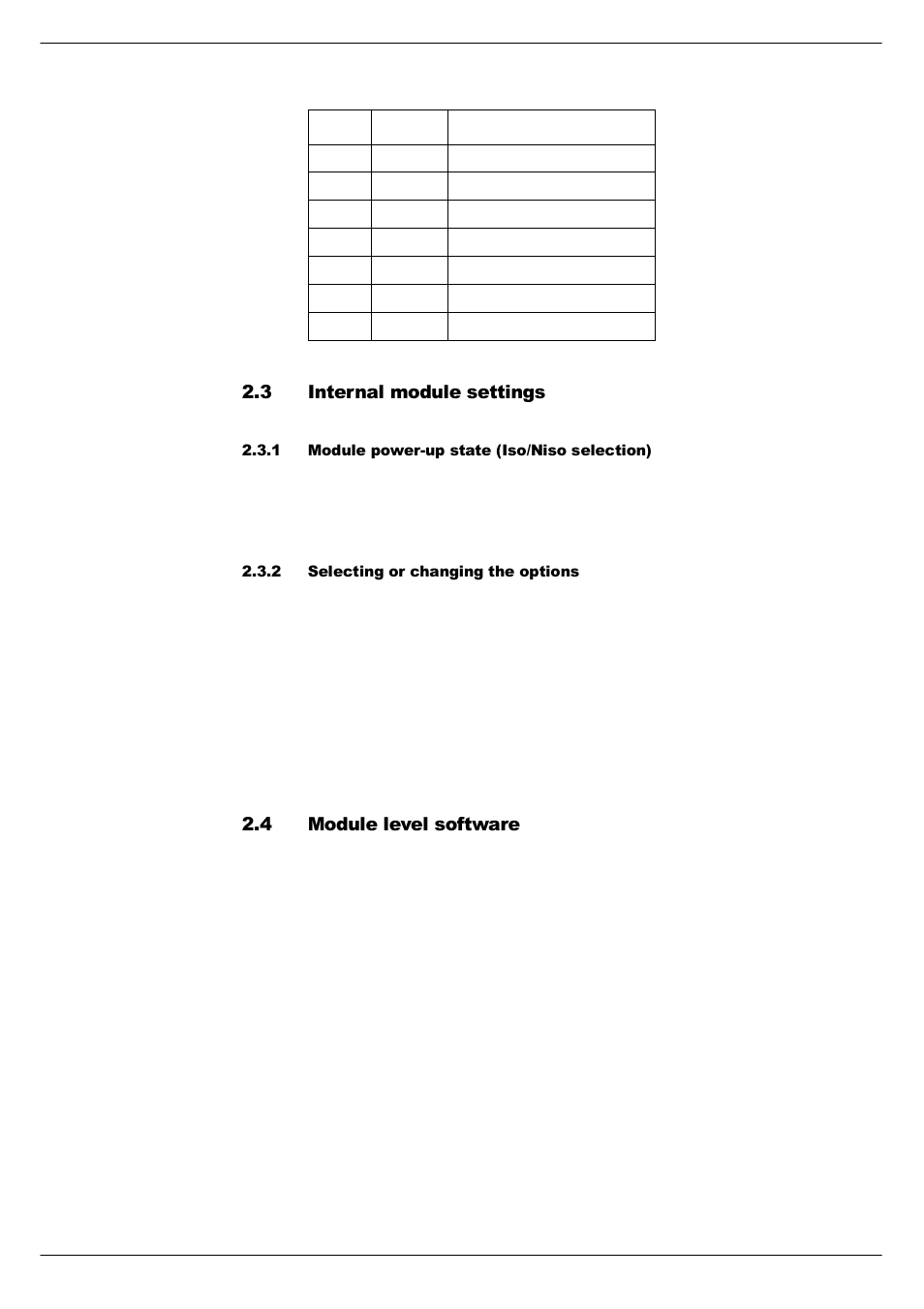 3 internal module settings, 1 module power-up state (iso/niso selection), 2 selecting or changing the options | 4 module level software, 516 ,qwhuqdo#prgxoh#vhwwlqjv, 517 0rgxoh#ohyho#vriwzduh | Cadac F-Type User Manual | Page 36 / 108