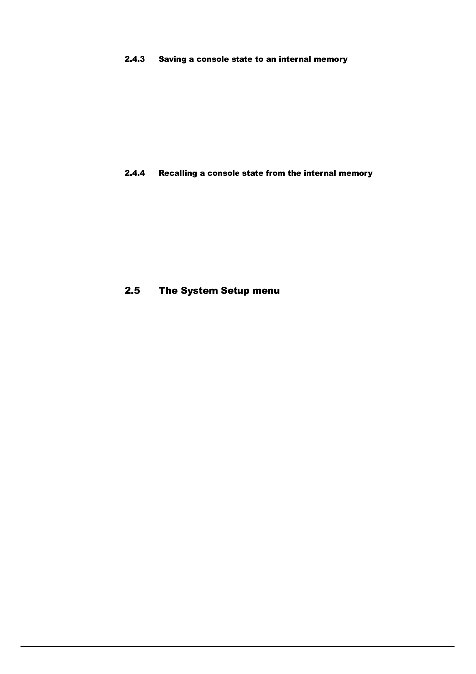 3 saving a console state to an internal memory, 5 the system setup menu | Cadac F-Type User Manual | Page 38 / 108