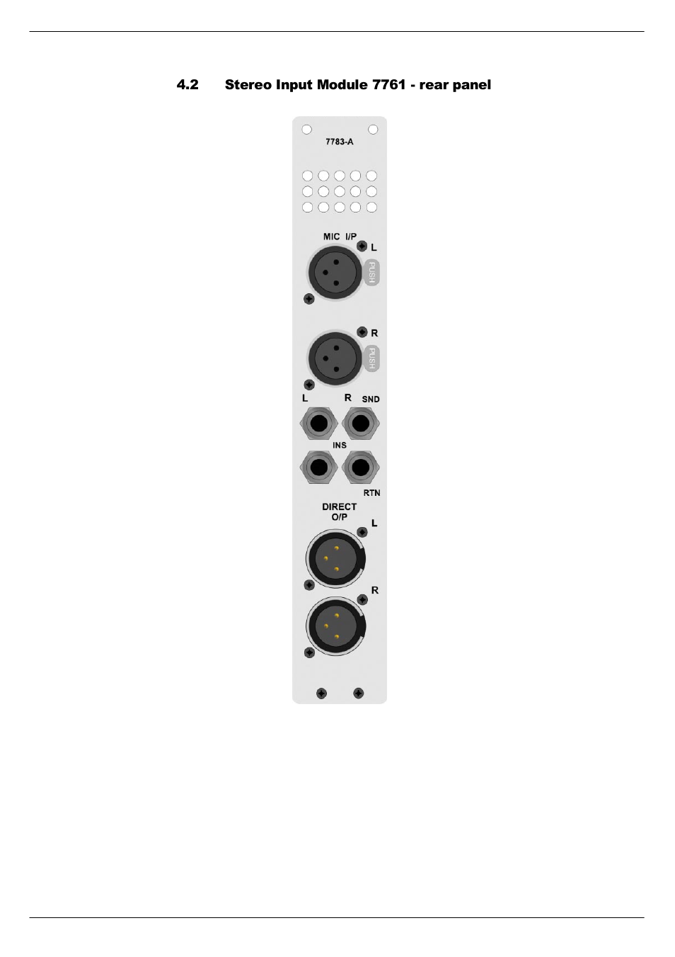 2 stereo input module 7761 - rear panel, Stereo input module 7761 - rear panel -8 | Cadac F-Type User Manual | Page 64 / 108