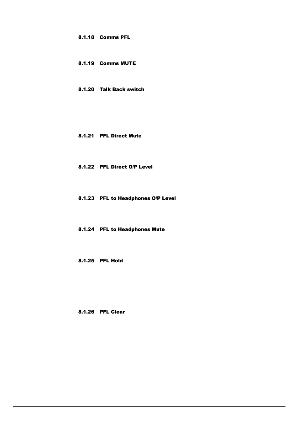 18 comms pfl, 19 comms mute, 20 talk back switch | 21 pfl direct mute, 22 pfl direct o/p level, 23 pfl to headphones o/p level, 24 pfl to headphones mute, 25 pfl hold, 26 pfl clear | Cadac F-Type User Manual | Page 90 / 108