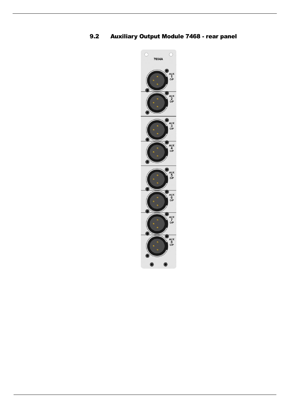 2 auxiliary output module 7468 - rear panel, Auxiliary output module 7468 - rear panel -3 | Cadac F-Type User Manual | Page 95 / 108