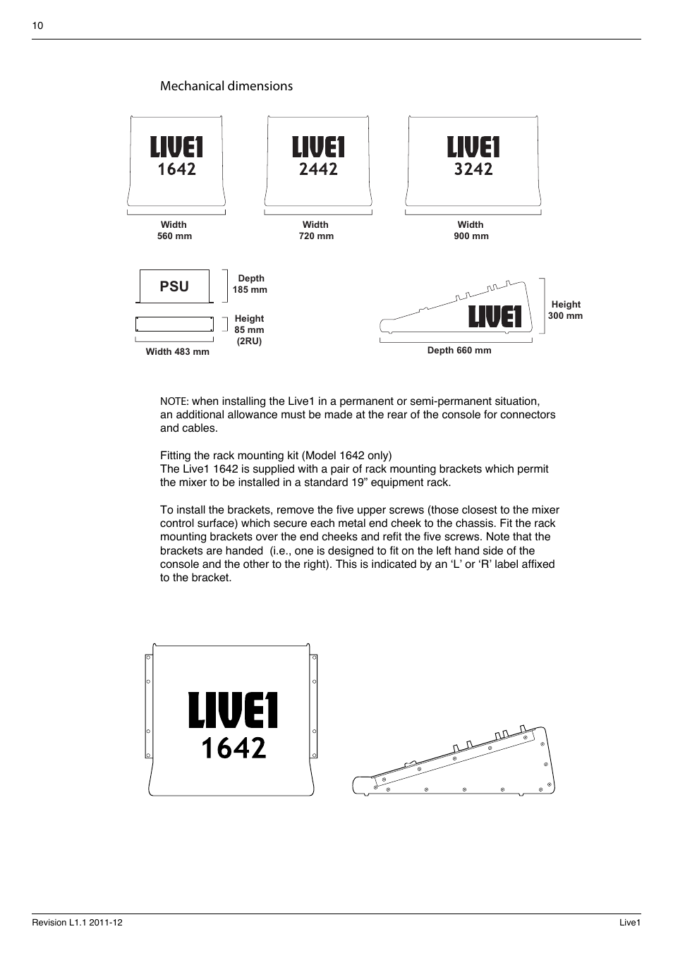 Mechanical dimensions | Cadac LIVE1 User Manual | Page 10 / 32