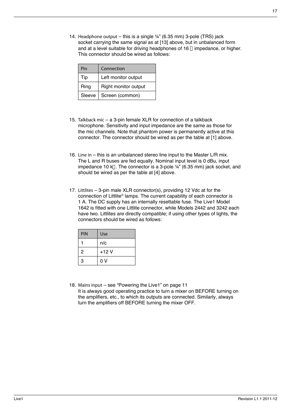 Cadac LIVE1 User Manual | Page 17 / 32