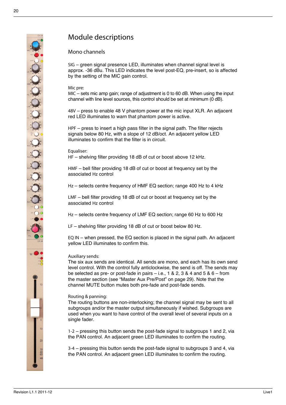 Module descriptions | Cadac LIVE1 User Manual | Page 20 / 32