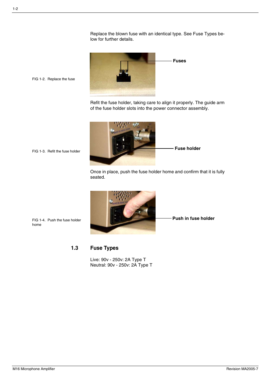 3 fuse types, Fuse types -2 | Cadac M16 User Manual | Page 10 / 55