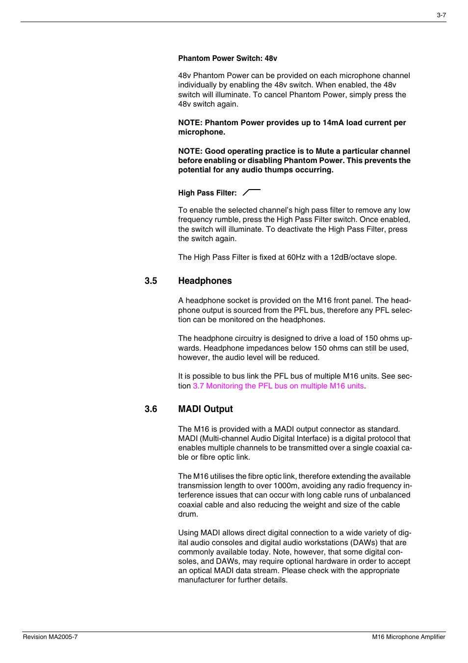 5 headphones, 6 madi output, Headphones -7 | Madi output -7 | Cadac M16 User Manual | Page 21 / 55