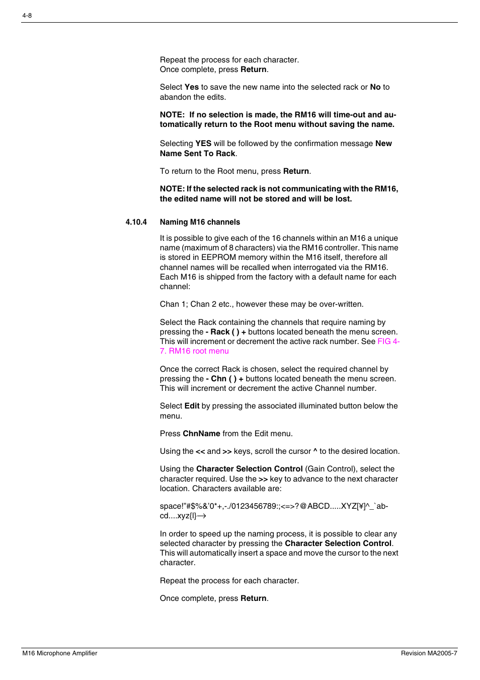 4 naming m16 channels, Naming m16 channels -8 | Cadac M16 User Manual | Page 32 / 55