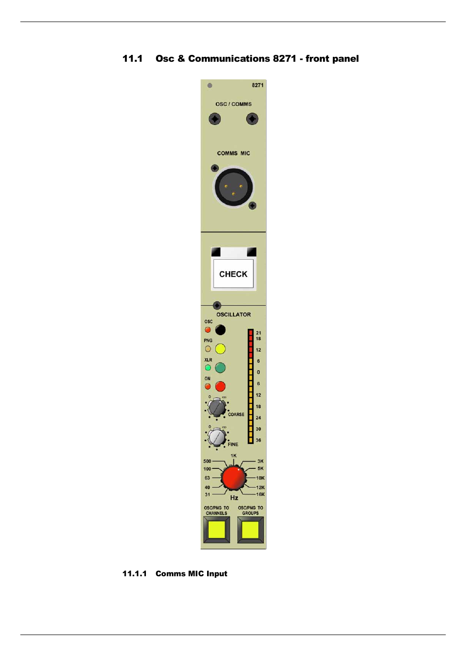 1 osc & communications 8271 - front panel, 1 comms mic input, Osc & communications 8271 - front panel -2 | 1 osc, Communications 8271 - front panel | Cadac R-Type User Manual | Page 100 / 139