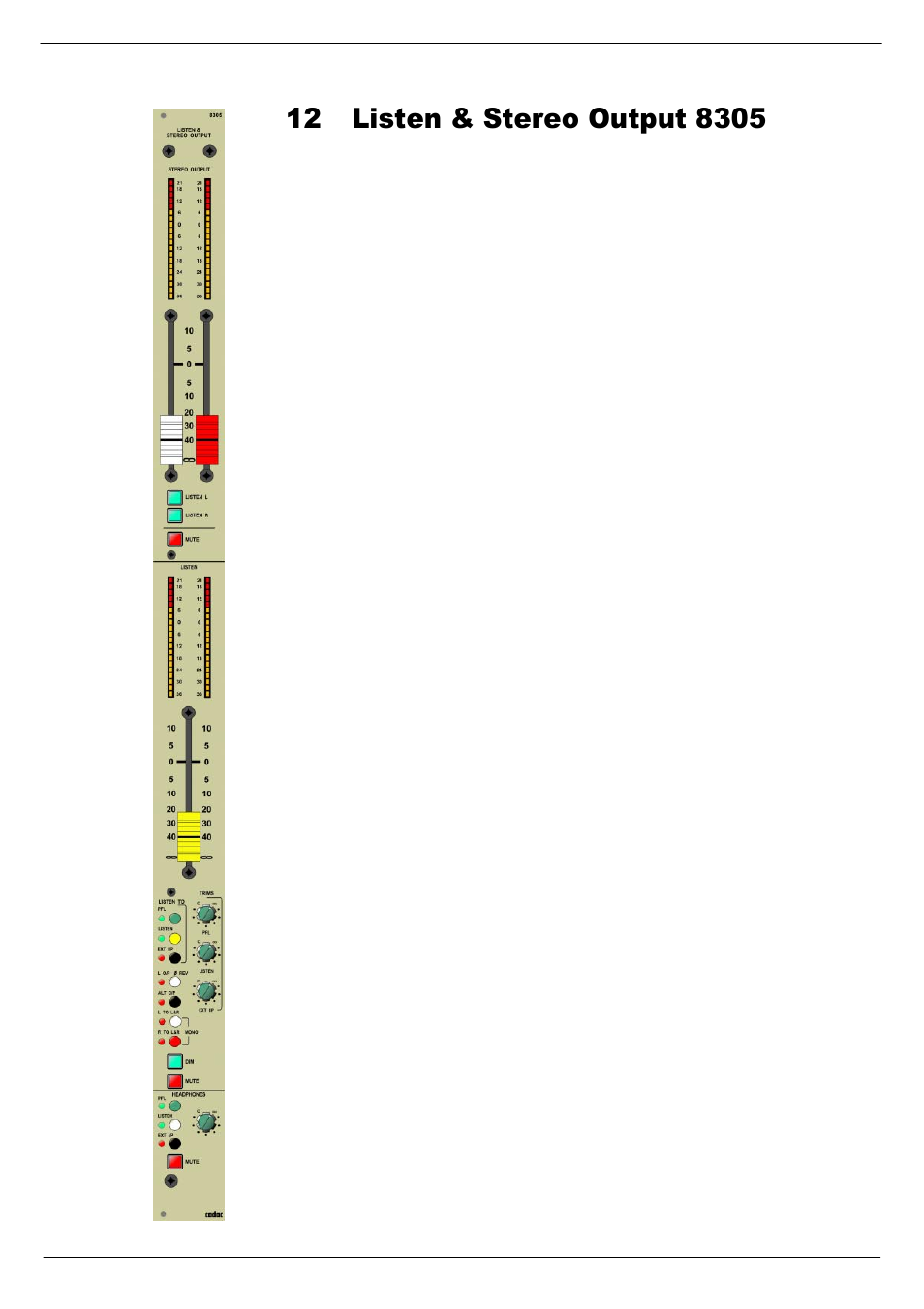 12 listen & stereo output 8305, 12 listen & stereo out, Put 8305 | Cadac R-Type User Manual | Page 107 / 139
