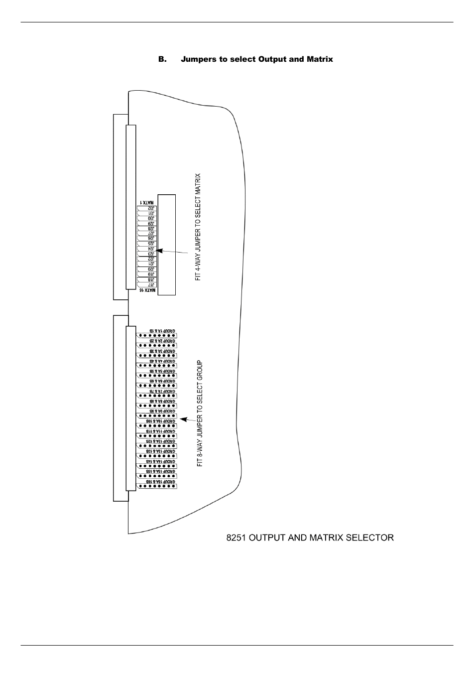 B. jumpers to select output and matrix | Cadac R-Type User Manual | Page 116 / 139