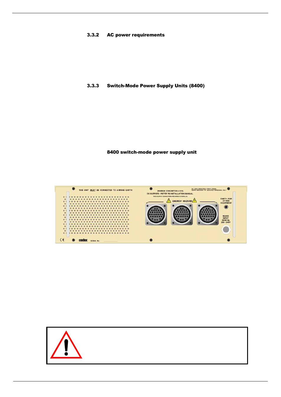 2 ac power requirements, 3 switch-mode power supply units (8400) | Cadac R-Type User Manual | Page 21 / 139