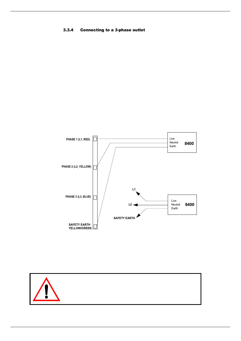 4 connecting to a 3-phase outlet, 4 connect, Ing to a 3-phase outlet | Cadac R-Type User Manual | Page 22 / 139