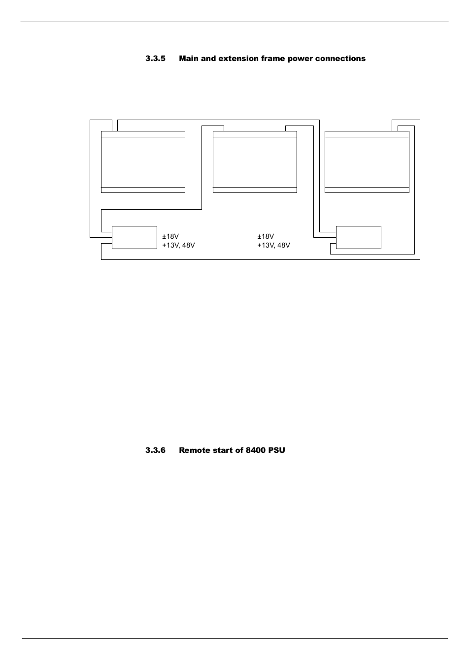 5 main and extension frame power connections, 6 remote start of 8400 psu, 5 main and extension frame power | Connections | Cadac R-Type User Manual | Page 23 / 139